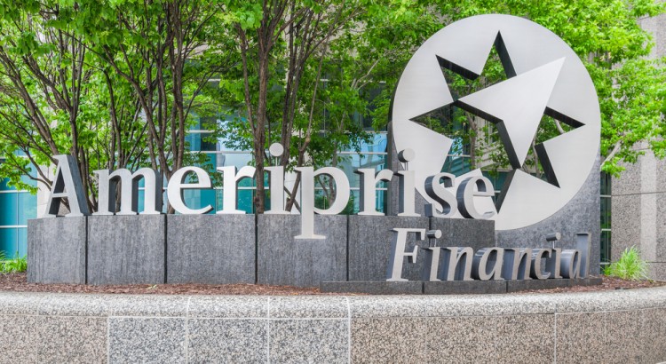 Ameriprise Financial sign outside of Minneapolis headquarters.
